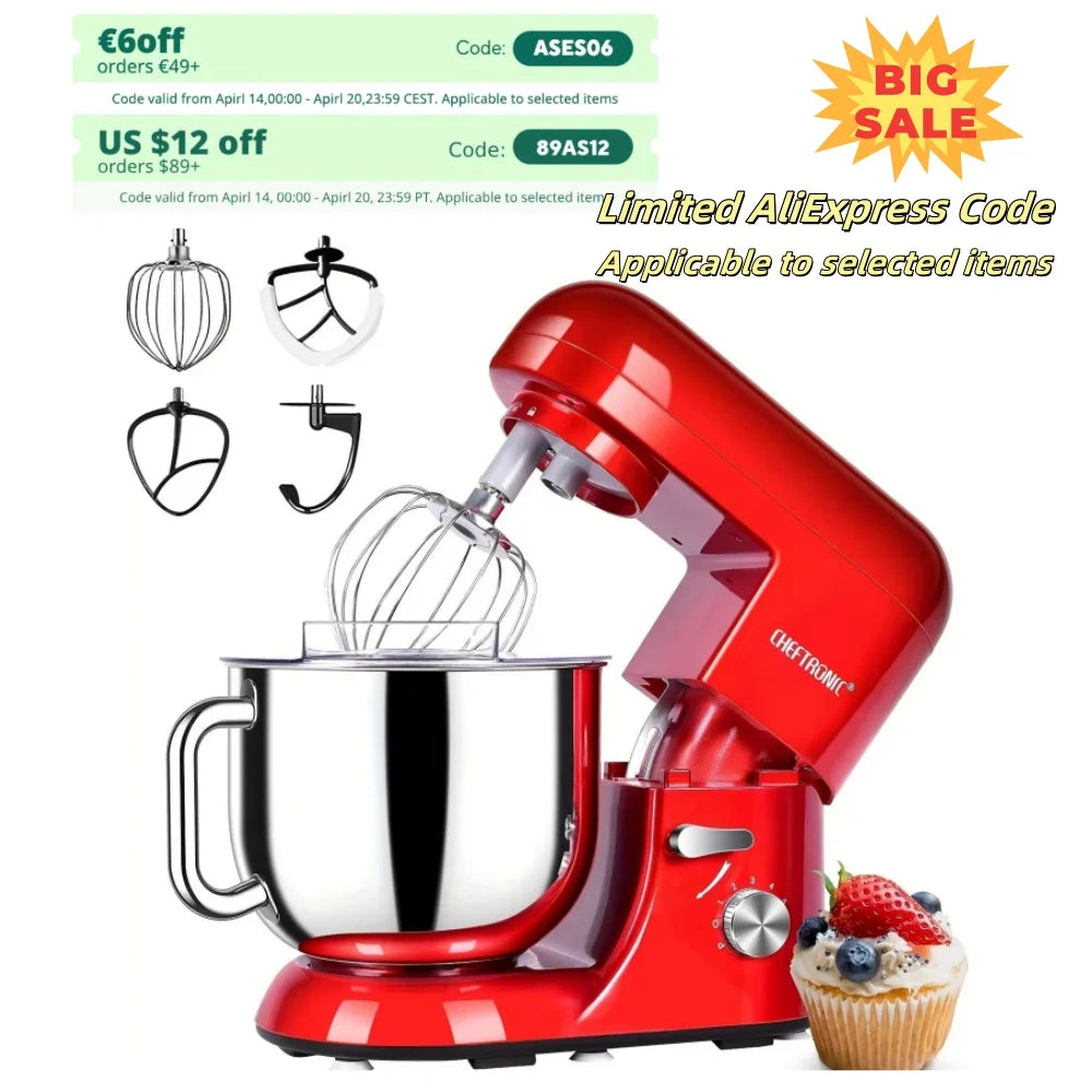 Cheftronic Stand Mixer With Tilt Head And Attachments
