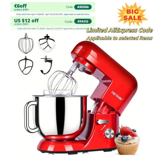 Cheftronic Stand Mixer With Tilt Head And Attachments