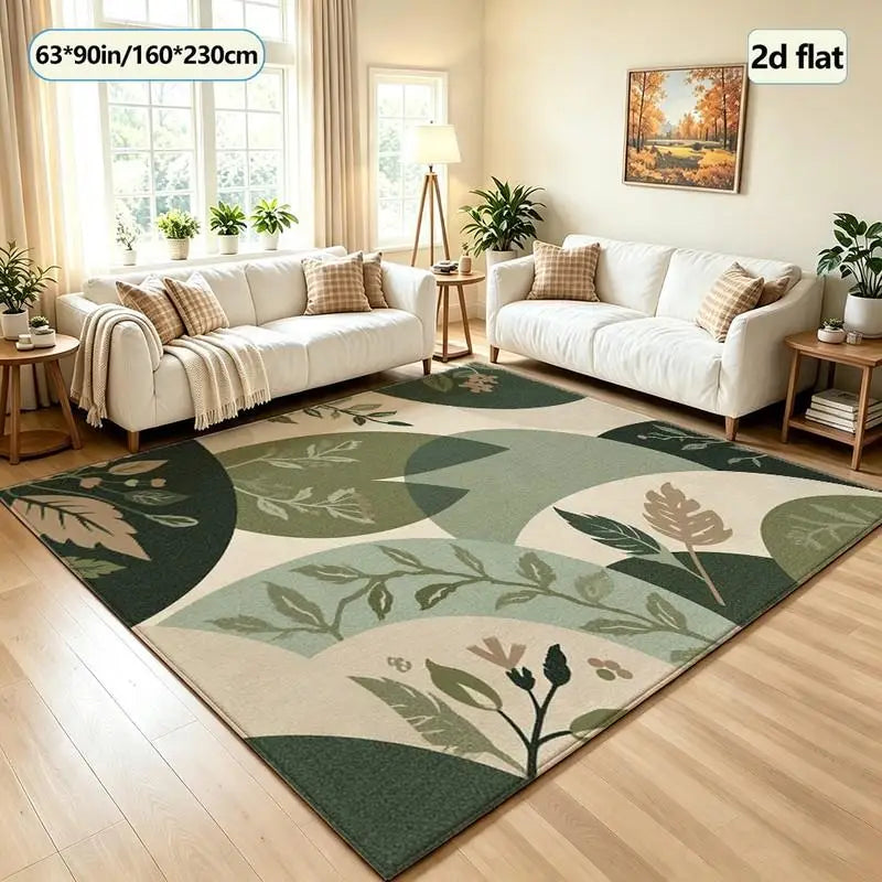 Elegant Boho Leaf Botanical Rug For Contemporary Indoor Spaces