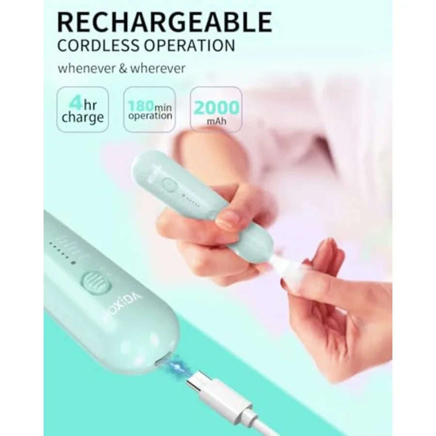 Manicure Pedicure Kit for Women Professional Nail Grinder for Senior Thick Toenail Cordless Electric Nail File 5 Speeds Pedicur
