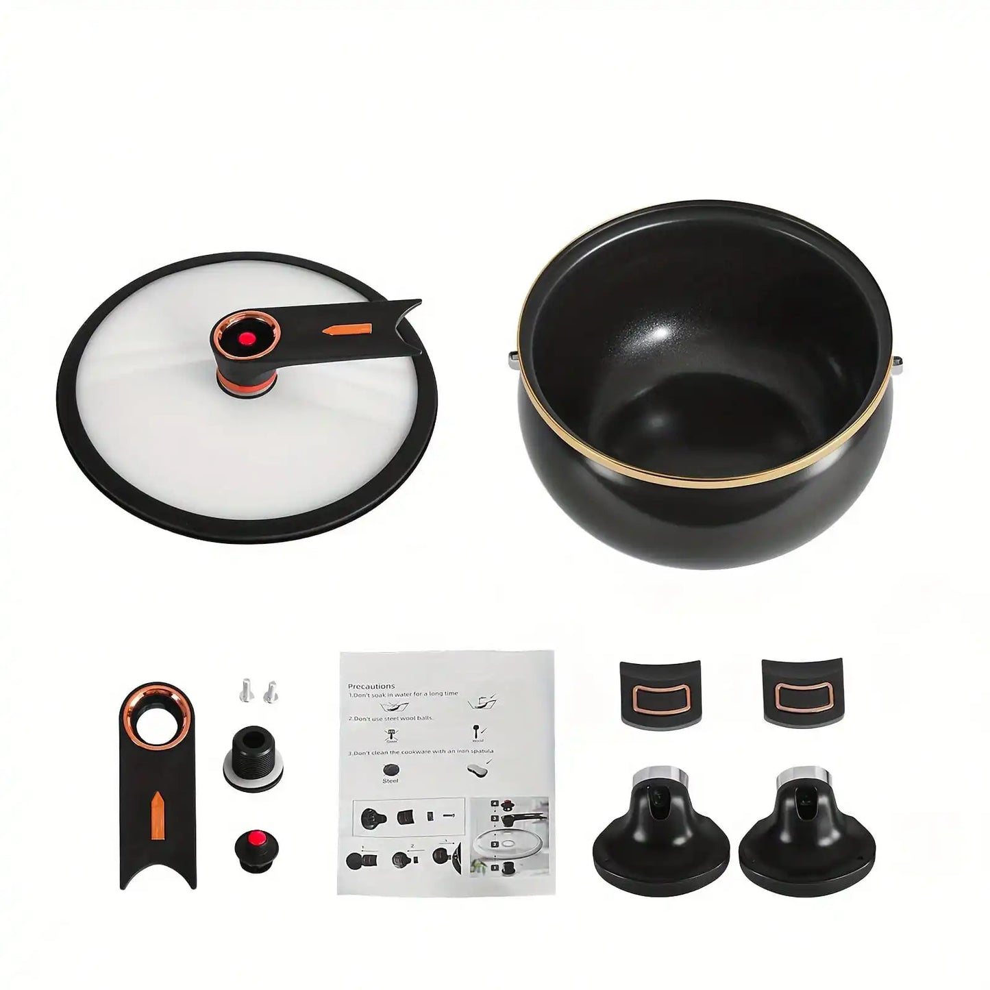 1Pc Large 8.45QT Non-Stick Stew Pot, Twist Lock Handle & Attached Soup Spoon, Fast Heating Cooking Pot, Compatible With Gas/Open Flame/Induction, Home/Hotel/Fast Food Shop, Mother's Day