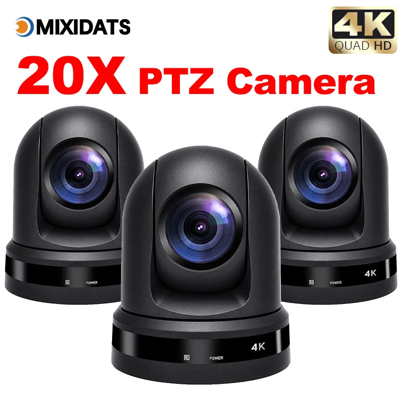 4K NDI PTZ Camera 1-10pcs 20X Zoom Video Conference Camera for Church Business Meeting Optional 1 Controller Keyboard Kit
