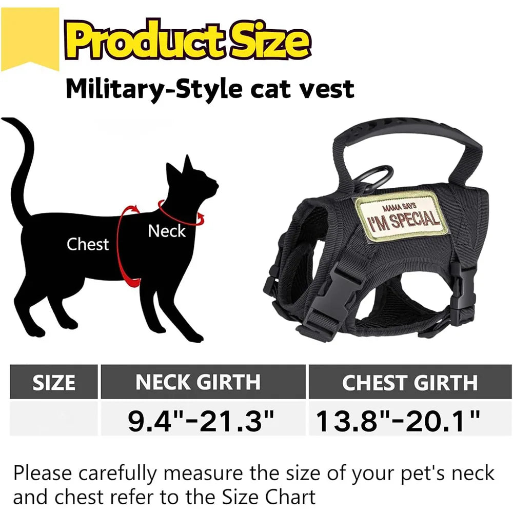 Adjustable Tactical Pet Harness With Breathable Mesh Vest
