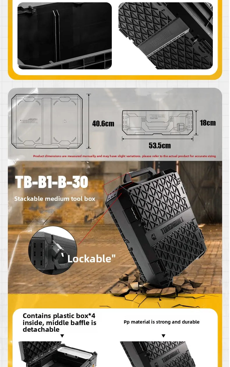 New Design TOUGHBUILT All-in-One Tool Box, Waterproof Stackable Rolling Storage Case for Electrician, Camping, Vehicle & Repair