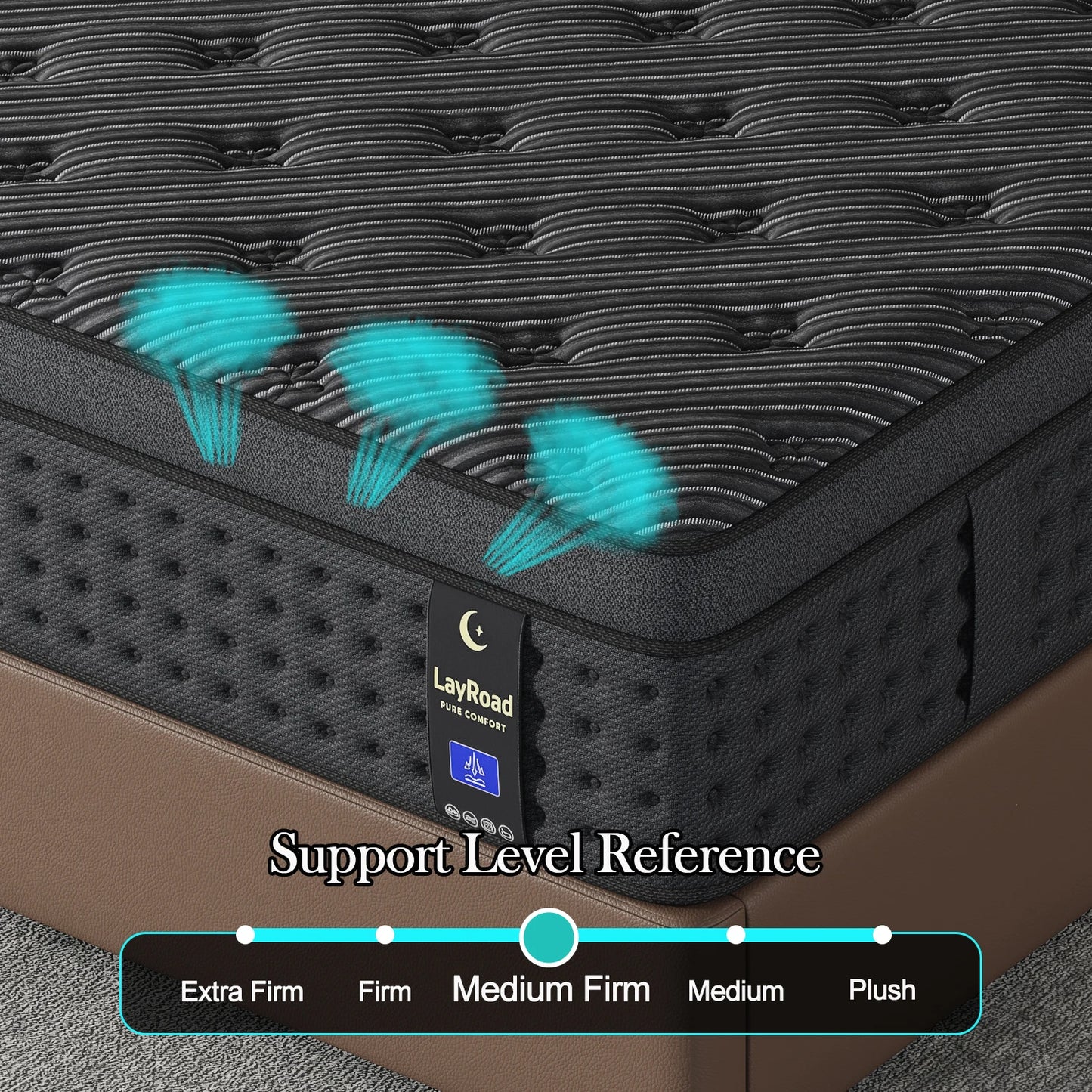 LayRoad 12/14Inch Memory Foam Spring Mattress Single/Double/Queen/King Sizes Boxed Mattress Medium Firmness Pressure Relief