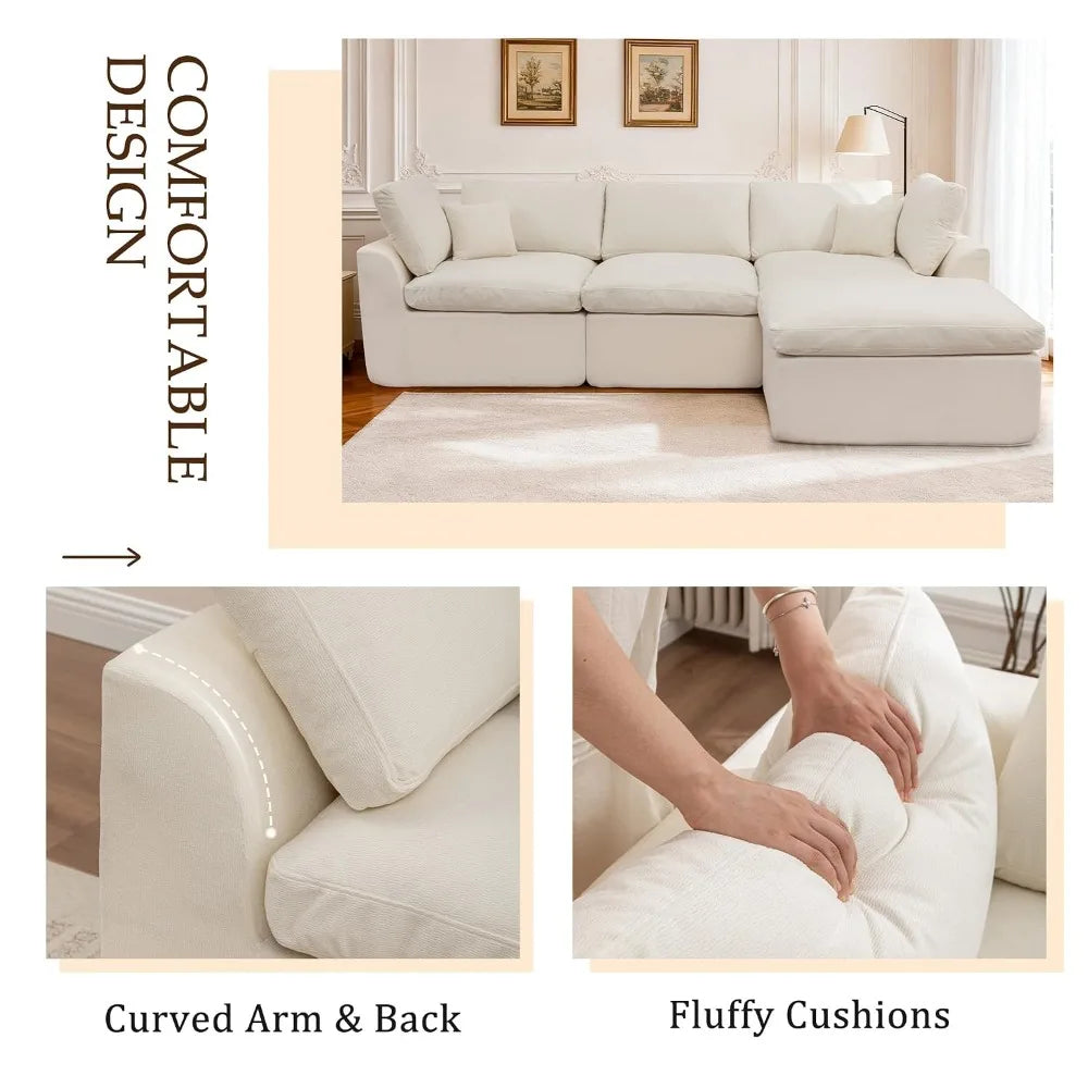Modern Boneless Modular Cloud Sectional Sofa With Ottoman