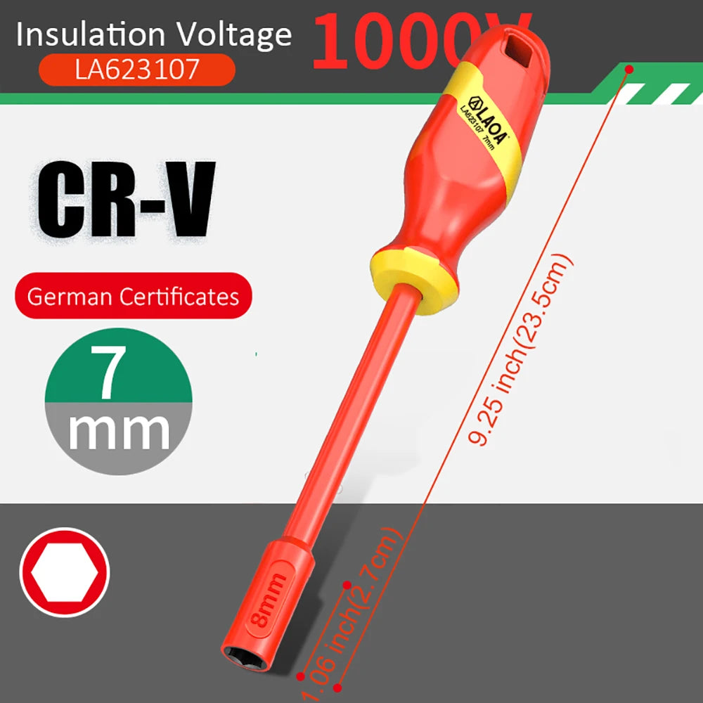 LAOA Insulated Socket Screwdriver Multifunctional Hexagonal Socket Wrench Driver Electrician Specific Withstand 1000V