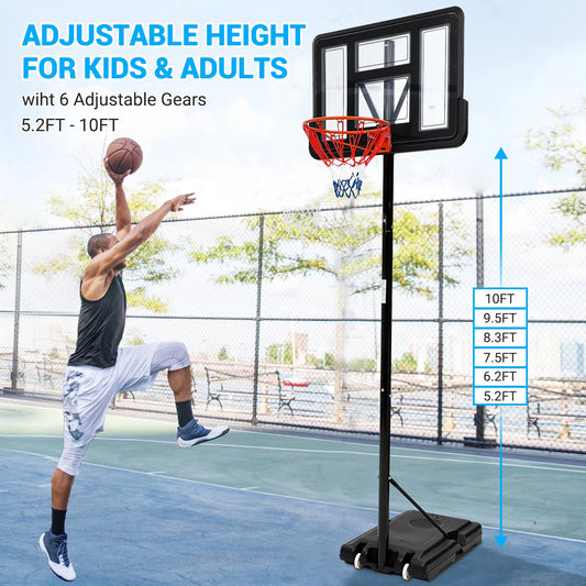 Portable Adjustable Outdoor Basketball Hoop With Durable Steel Frame