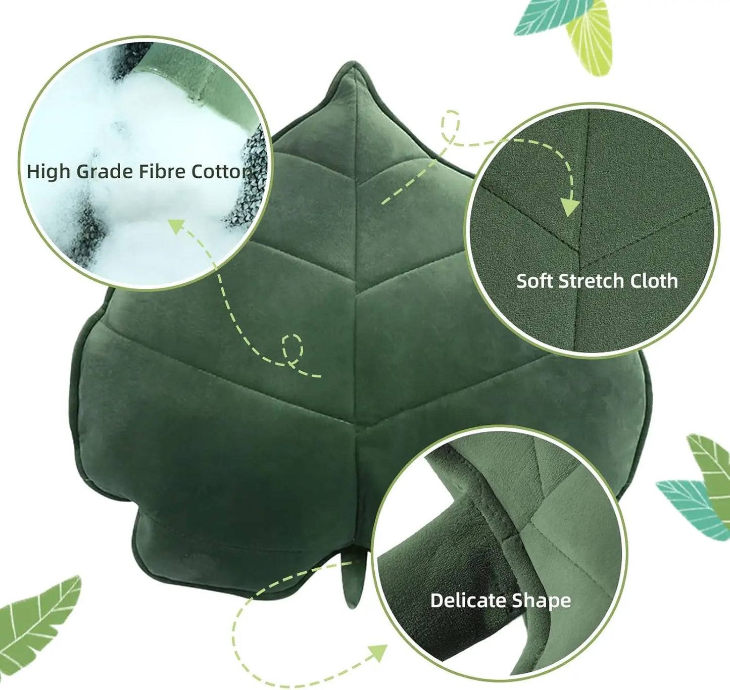 Cute Leaf Throw Pillows, Soft Plush Cushion for Home Decor in Car, Bedroom, Sofa, 50CM