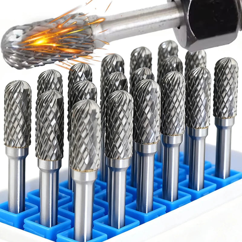 6/8mm Tungsten Carbide Rotary File Grinding Bit Milling Cutter Drill Bit for Metal Wood Stone Polishing Wheel Carving Tools