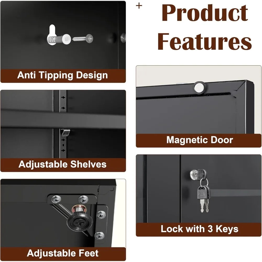 Locking Glass Display Cabinet Curio With Adjustable Shelves
