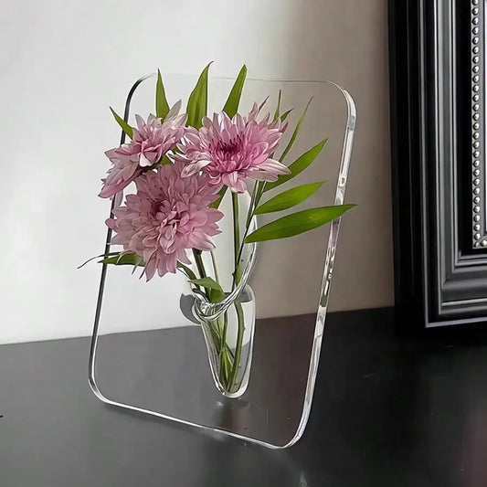 Clear Acrylic Flower Vase Modern Decorative Home Desk Decor