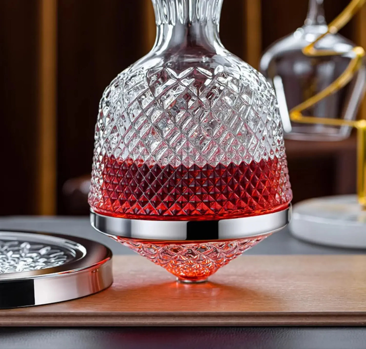 Spinning Crystal Red Wine Decanter, 360 ° Rotating Decanters, Lead-free Glass, Wine Accessories, 1500ml