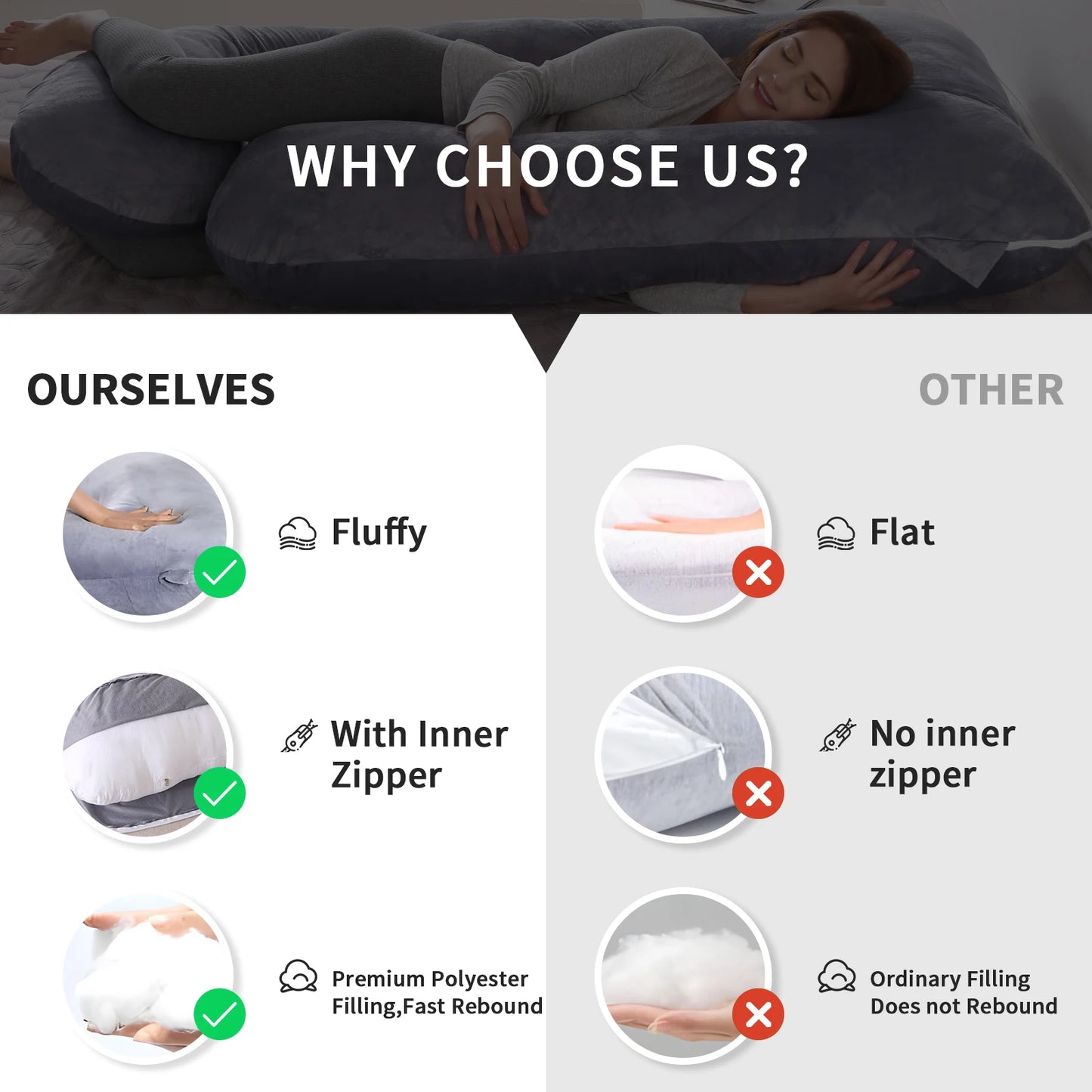 Premium G Shape Memory Foam Maternity Pillow For Sleep