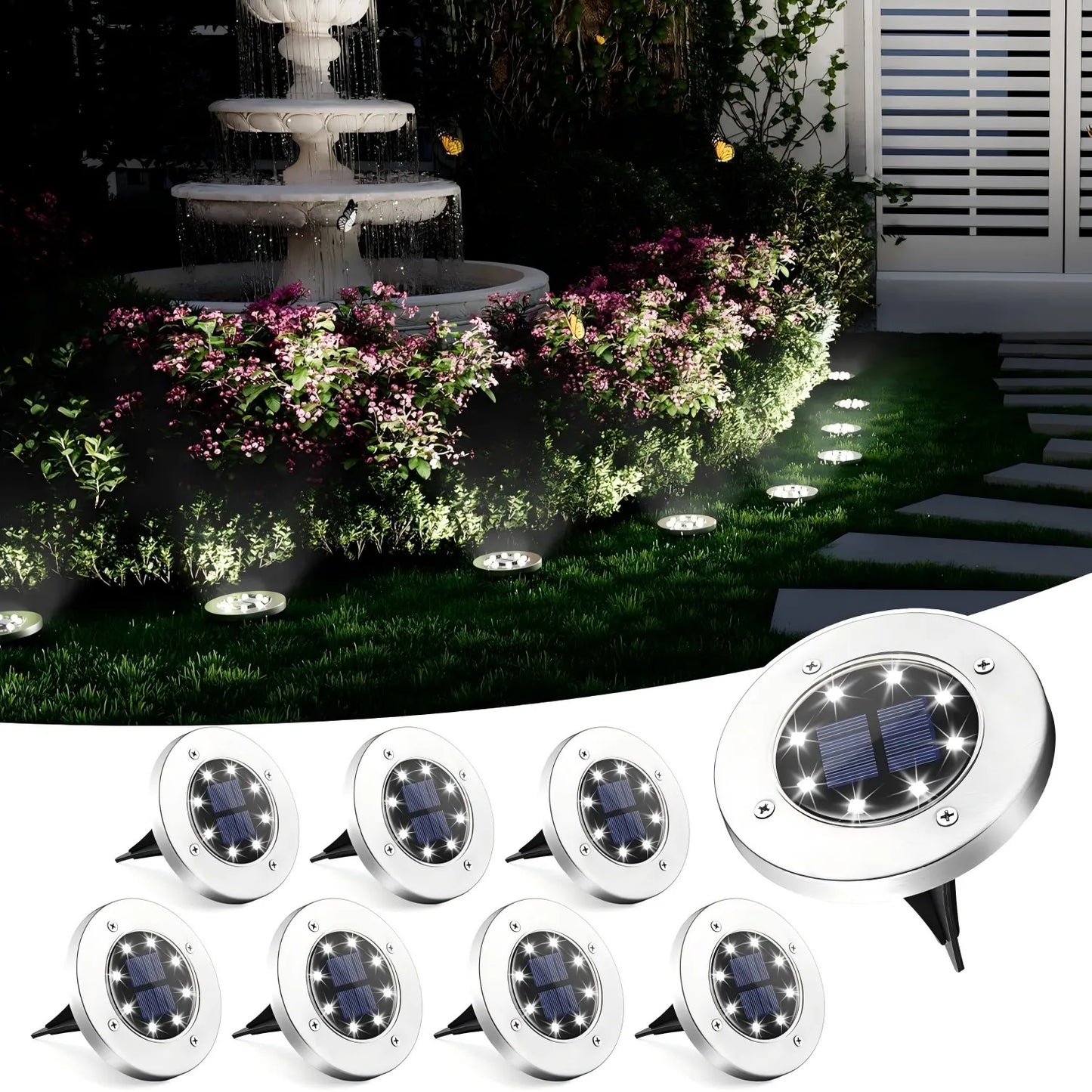 4/8pcs Solar Lights Outdoor, 8 LED Landscape Lighting