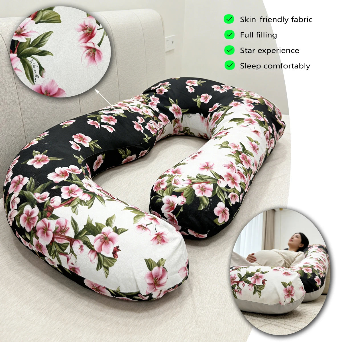 Large Flower-Shaped Full-Body Pregnancy Pillow U-Shaped Body Pillow C-Shaped Pregnancy Pillow