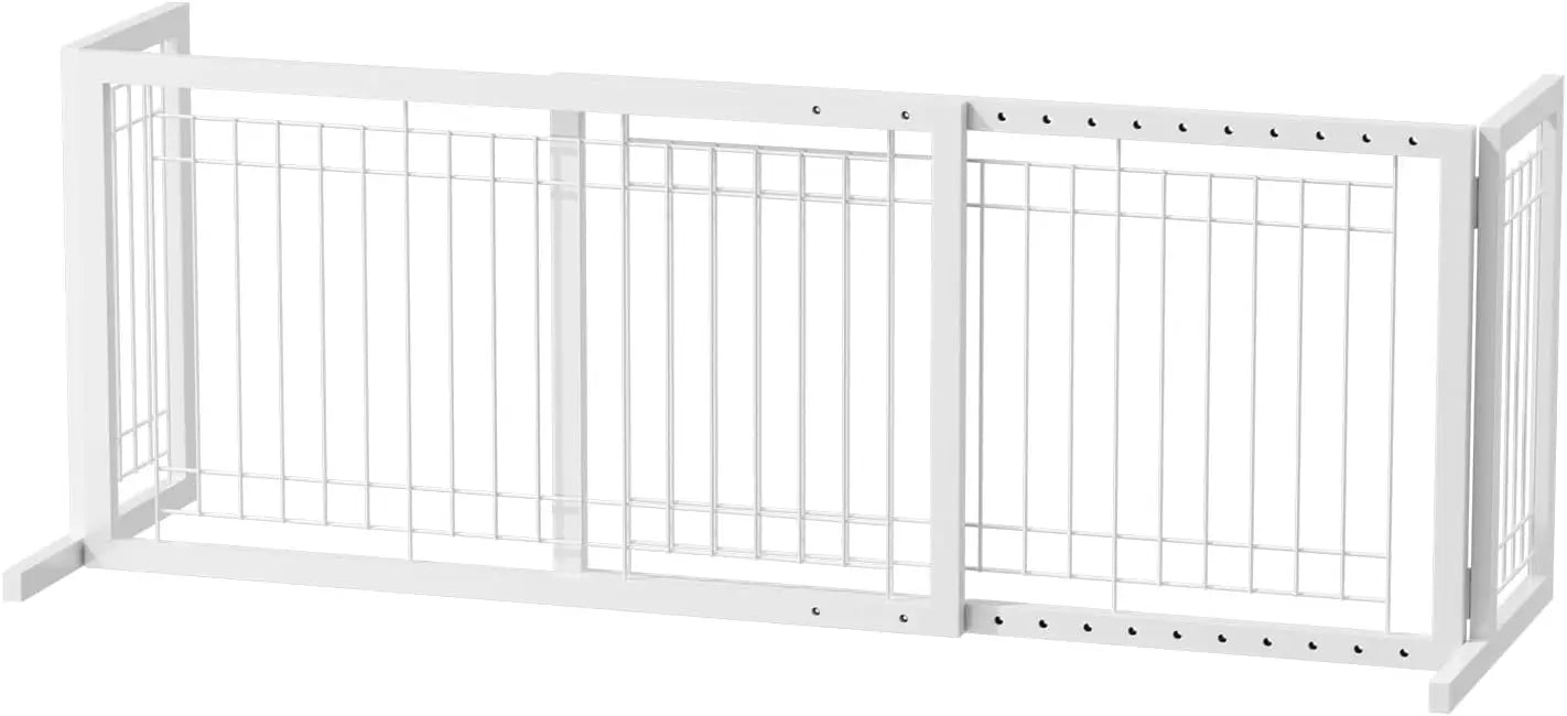 Bonnlo Cherry Free Standing Dog Gate 37"-68" Wide Adjustable Wooden Pet Fence Indoor for Fireplace Stairs Doorways Christmas Tre