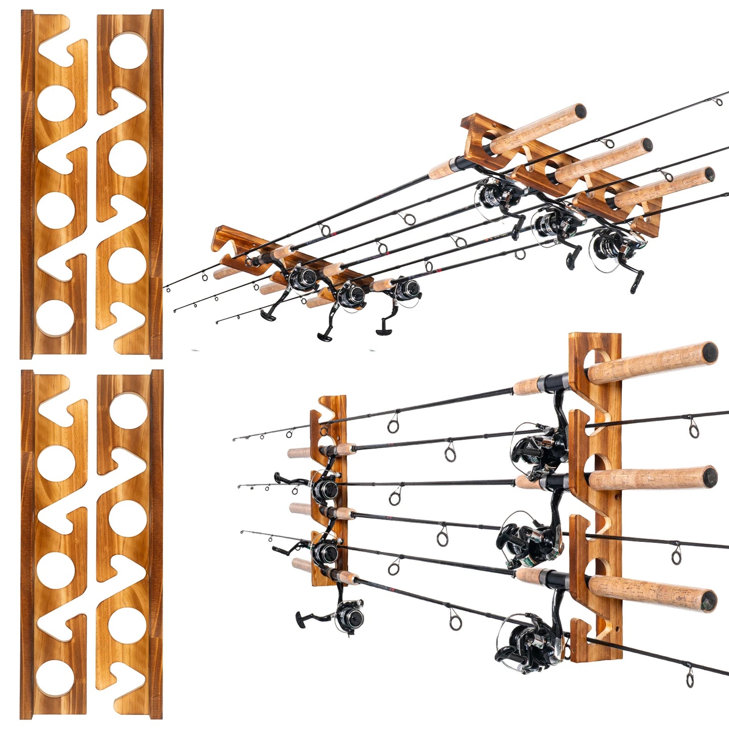 Ghosthorn 6/12/18/24 Rods Fishing Pole Rod Racks Fishing Rod Holders Overhead Ceiling Mount Fishing Gear Storage Organizer Space-Saving Garage Wall Ceiling Rack