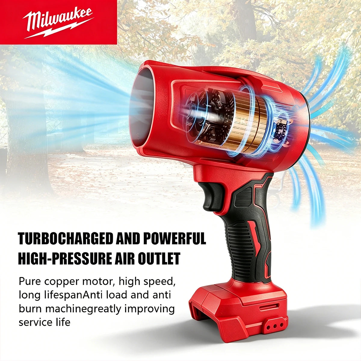 Milwaukee Cordless Blower 700W 30000RPM Brushless Motor Leaf Blower for Snow Removal Dust Cleaning Variable Speed Tool Only