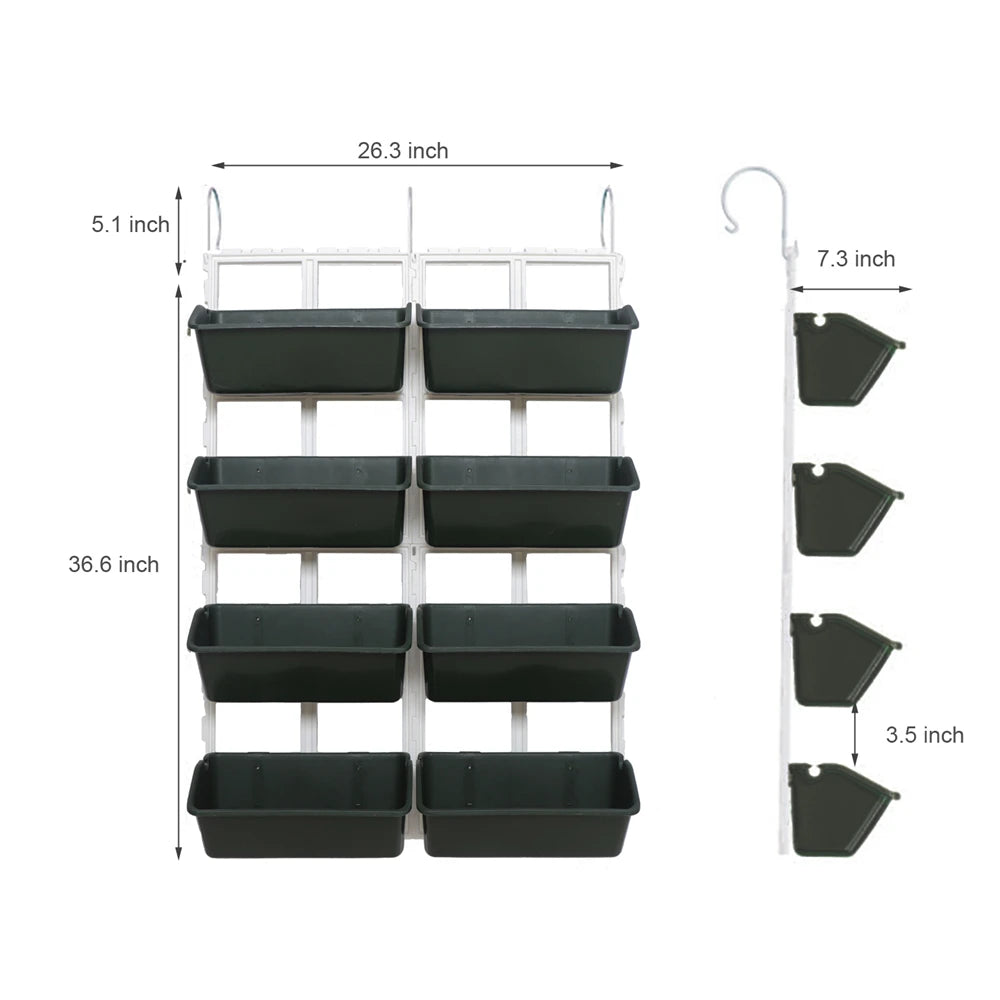 4 Tier Wall-Mounted Elevated Garden Planter Raised Bed Vertical Flowers Pots Plant Container Accessories Flower Garden Supplies