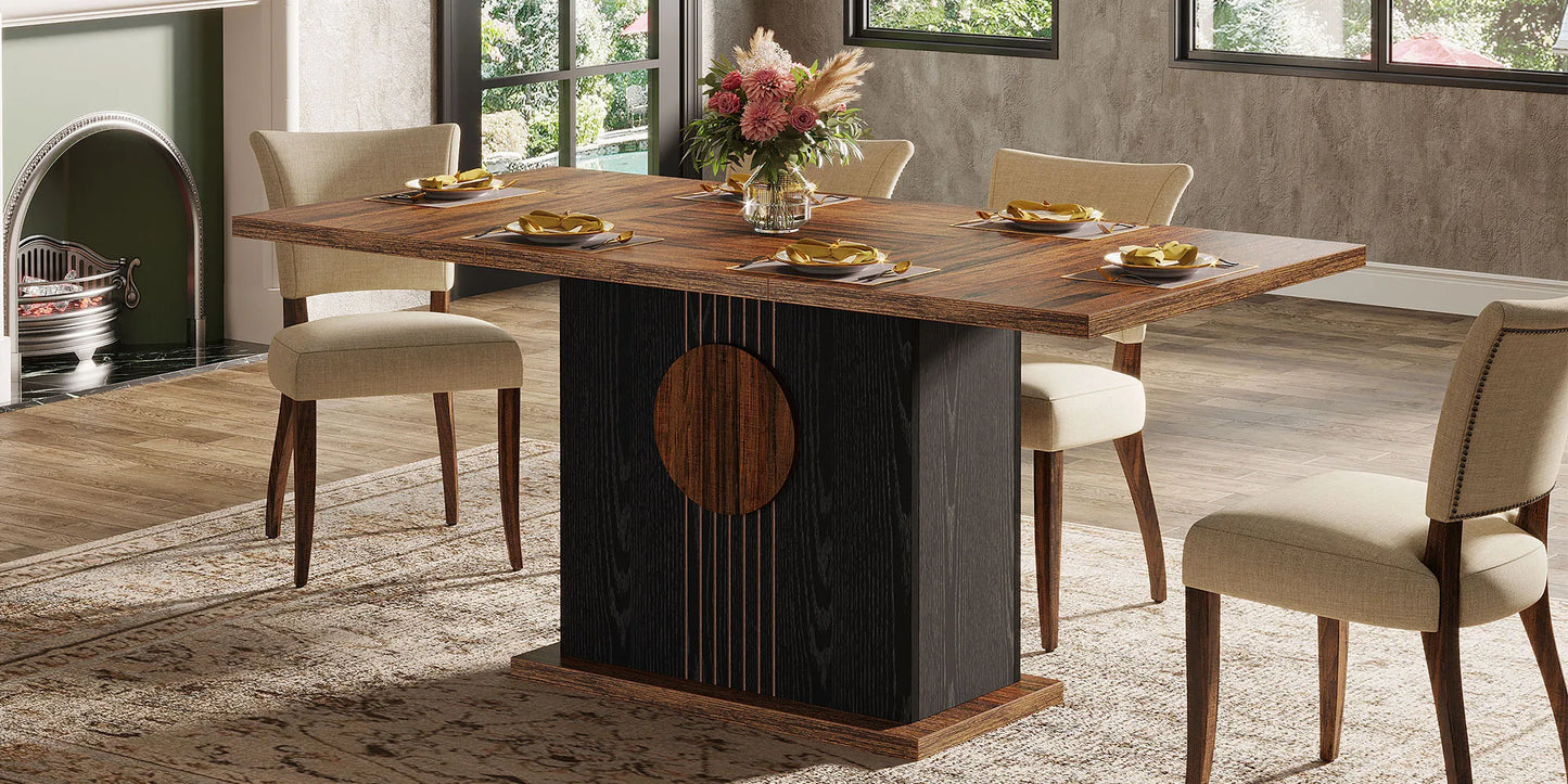 Tribesigns 55" Rectangular Dining Table for 4 to 6 People, Farmhouse Wood Dinner Table for Kitchen, Dining Room & Living Room