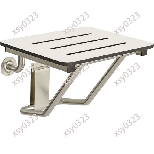 White  Folding Shower Bench 18×16 Inch ADA Compliant Safety Shower Seat