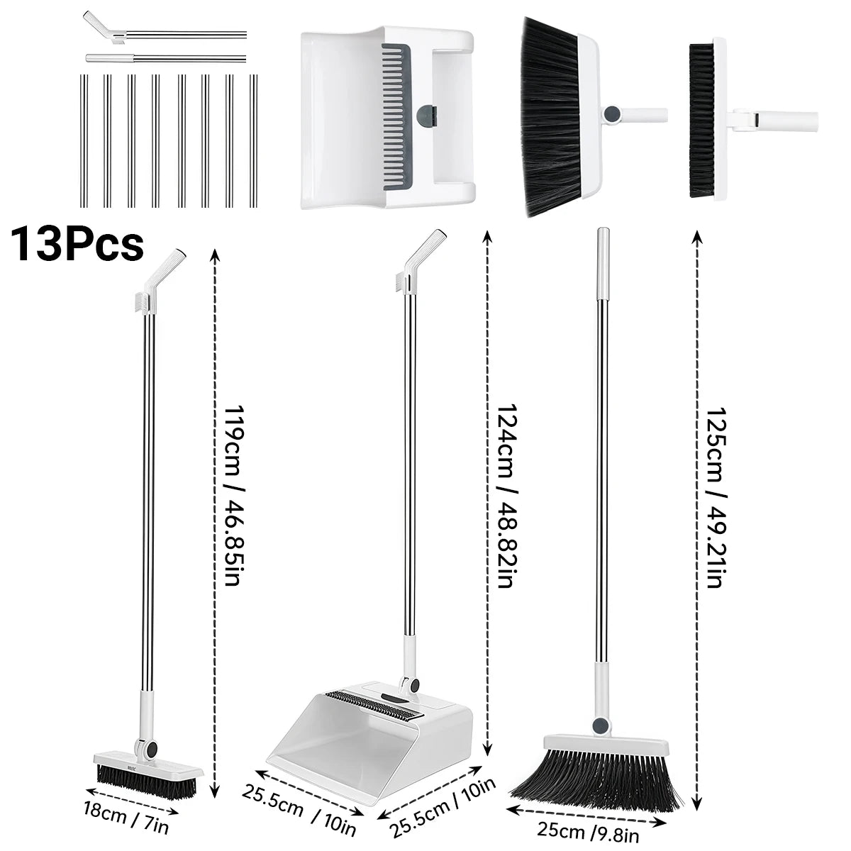 3in 1 Broom and Dustpan Set Floor Brush Long-handled Broom And Dustpan For Home Office School Dorm