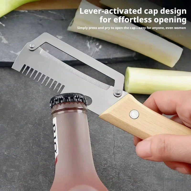 2026 New Paring Knife Ergonomic Wood Handle Knife Stainless Steel Vegetable Peeler with Wooden Handle 2-in-1 Fruit Potato Peeler