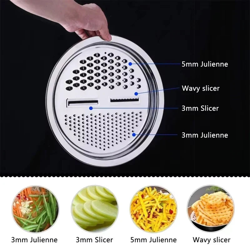 Vegetable Slicer Set 3PCS/1Set Stainless Steel Potato Cutter with Washing Basin Drain Basket Multifunctional Vegetable Chopper