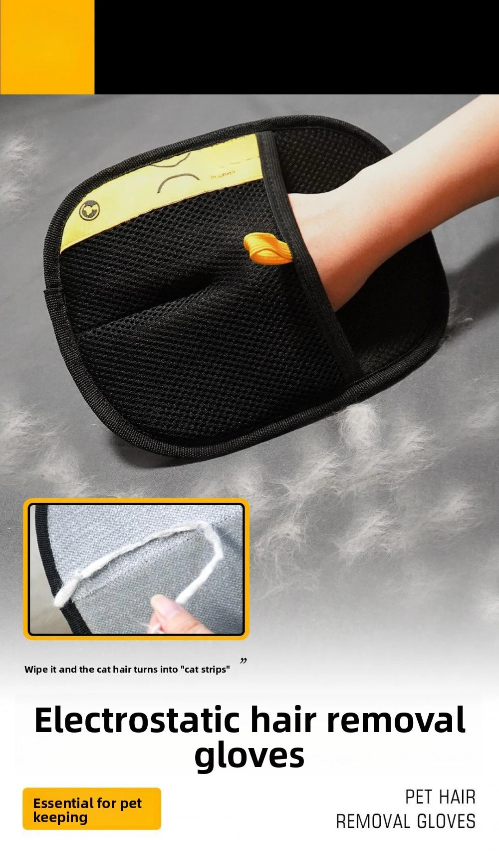 Comprehensive Pet Hair Removal Kit With Sticky Roller Gloves