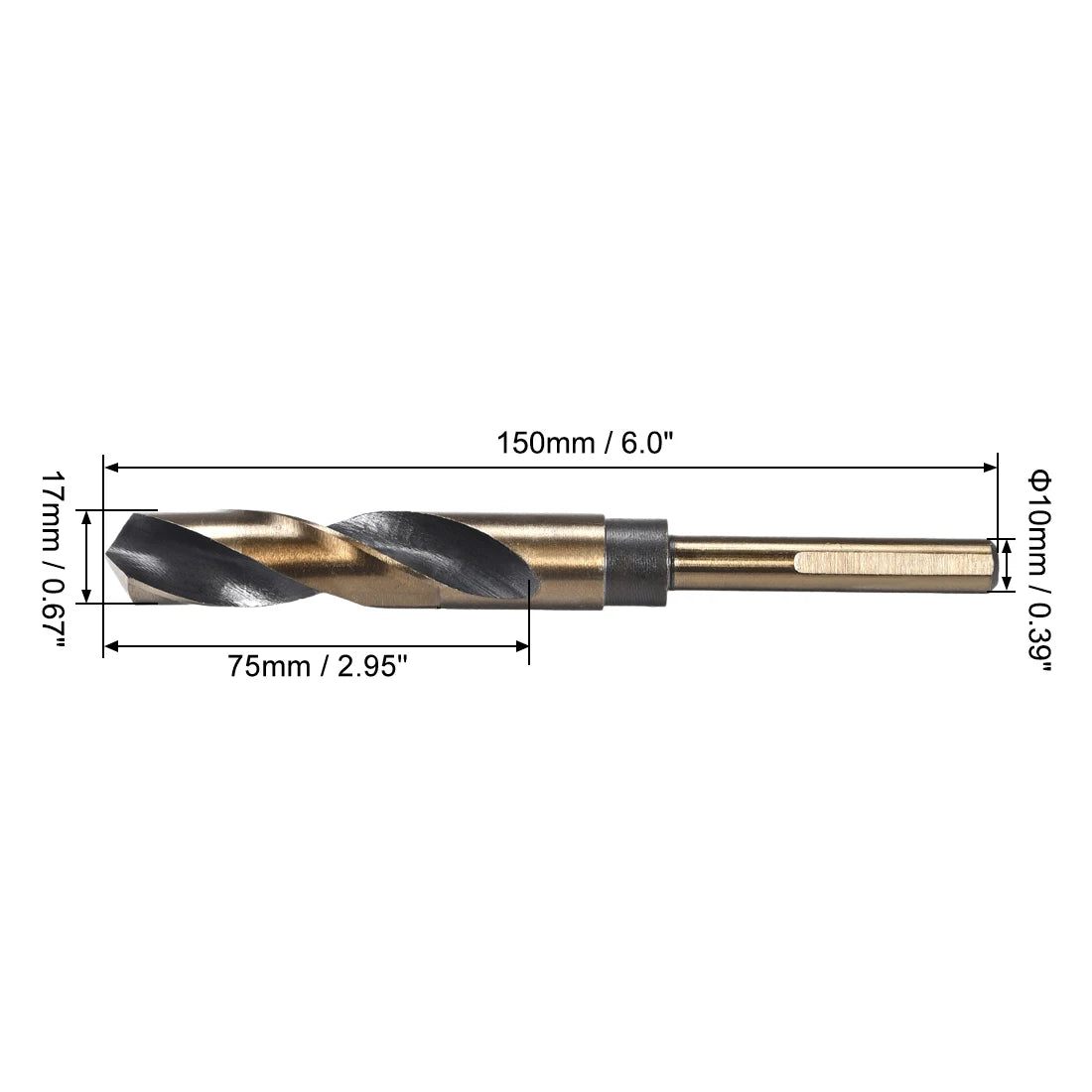 1pcs Twist Drill Bit 13/14/15/16/17/18/19/20/22/25mm 0.39-1/2Inch Shank Reduced Shank HSS Twist Drill Bits for Stainless Steel
