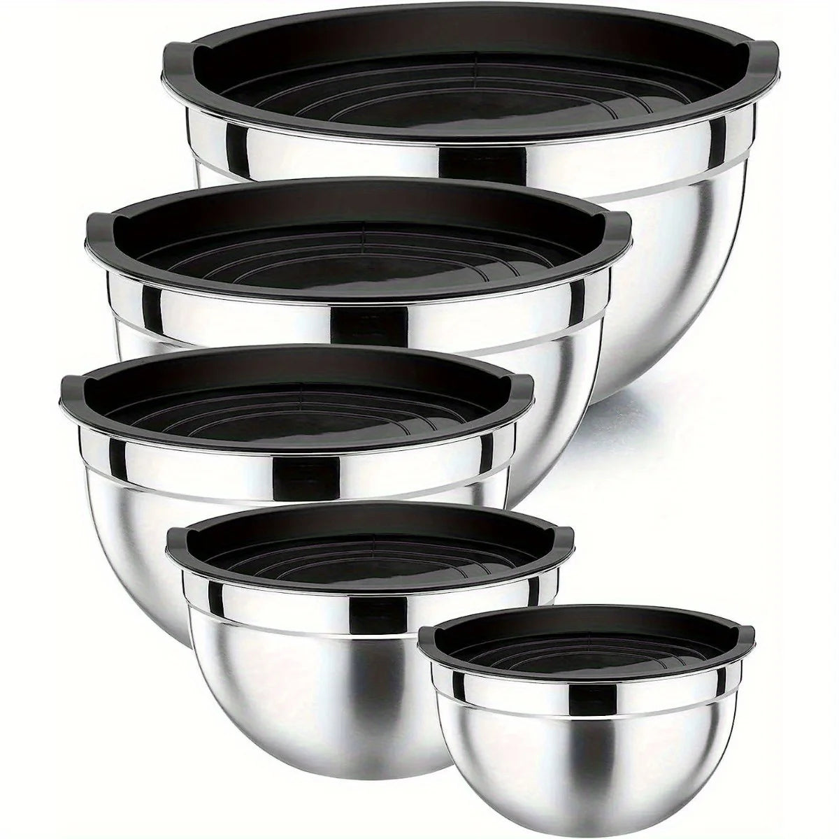 5 Piece Stainless Steel Nesting Mixing Bowl Set Kitchen Essentials for Baking Serving Dishwasher Safe Easy to Store