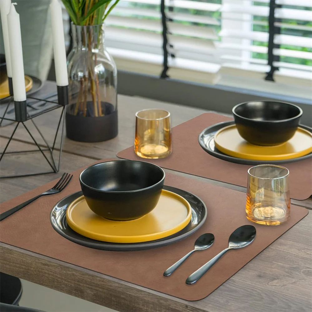 Faux Leather Heat Resistant Waterproof Double Sided Dining Placemats