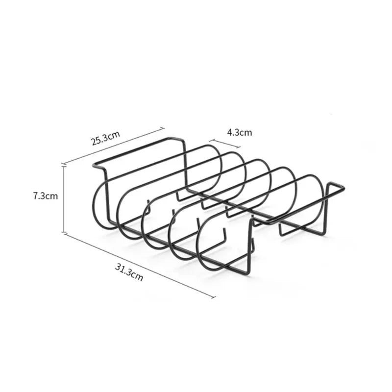 1PC BBQ Rib Racks Non-Stick Coated Steel Roasting Barbecue Meat Roasting Grilling Stand Holds 4 Rib Rack For Gas Grill