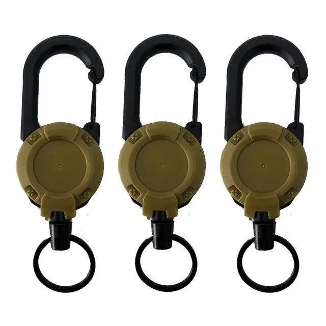 Retractable Heavy Duty Pull Reel Carabiner Key Chains Strong Steel Wire Rope Buckle Spring Key Ring Outdoor Sporty Keychain Tool