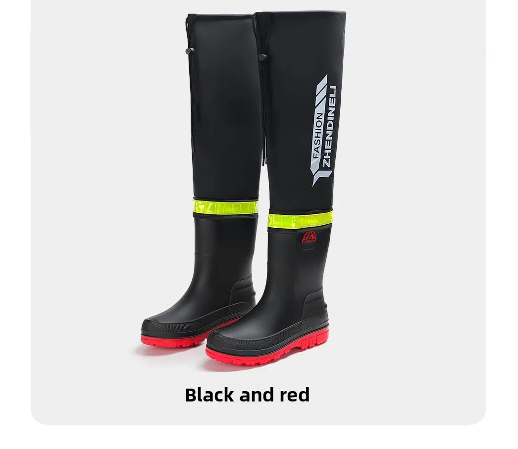 Foldable outdoor high-top rain boots men's lure waterproof anti-slip lure fishing wading boots rice transplanting stream tracing