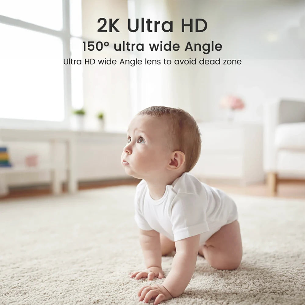XIAOVV 3MP 2K 2.4GHz WiFi Indoor Home Security Mini IP Camera Smart CCTV Pet Camera Baby Video Monitor 24/7 Surveillance Camera