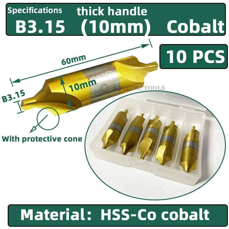 HSS Combined Center Drills Ti-Coated 60 Degree Countersinks Angle Bit Set 6pcs 1.0-5mm Metal Centering Dril Bit Lathe W6542 M35
