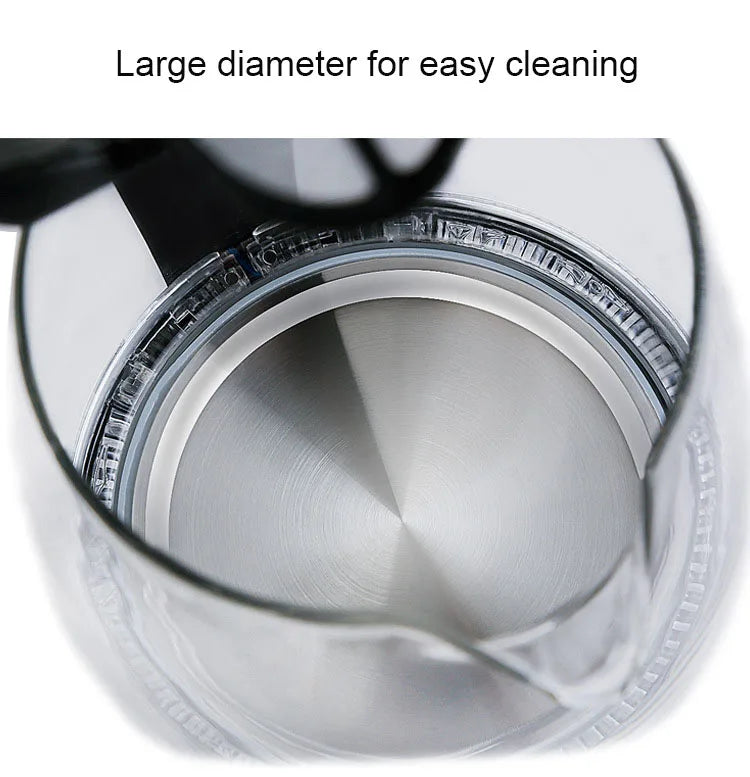 Electric Glass Kettle 1.5L Borosilicate Tea Pot with Heating Base Fast Boil Water Heater for Home Office Tea Coffee