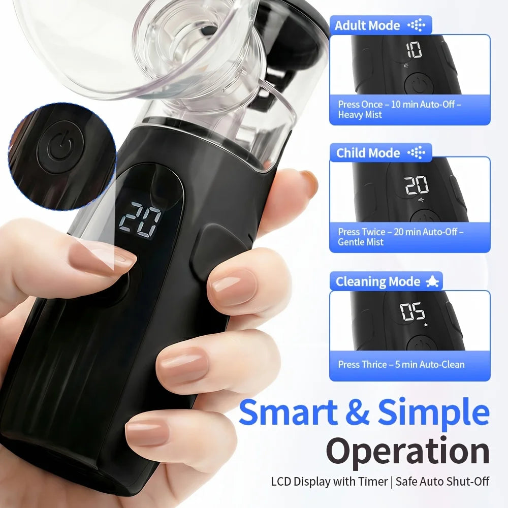 Portable Handheld Nebulizer, Mesh Atomizer Inhaler, Personal Respiratory Device for Home, Travel, School & Business Trip Use