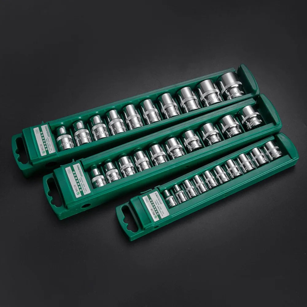 New 1/4" 3/8" 1/2" Wrench Storage Box ABS Plastic Green Socket Organizer Box Socket Wrenchs Holder Socket Storage Tool 6Sizes