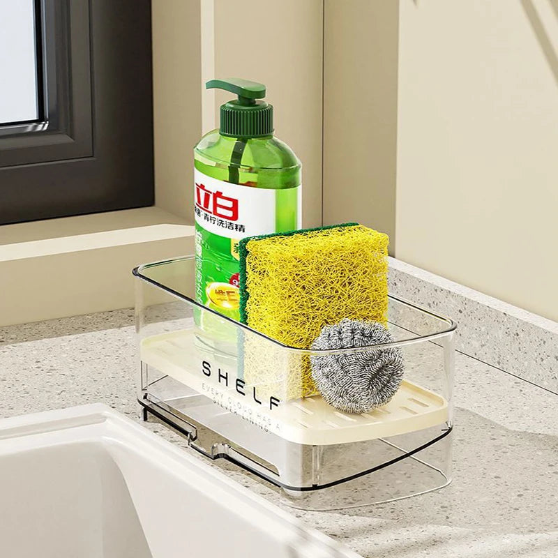 Kitchen Sponge Holder Sink Drain Rack Soap Drainer Sink Cleaning Tools Storage Rack Shelf Organizer bathroom Storage Accessories