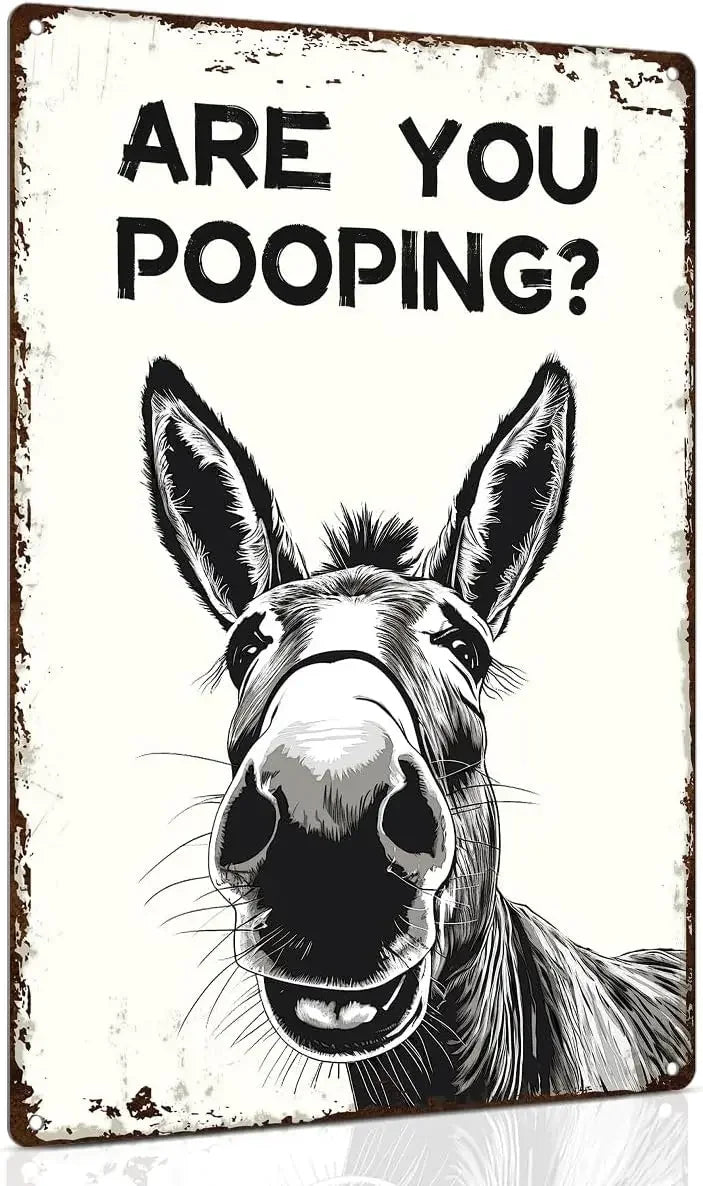 Funny "Are You Pooping" Tuxedo Cat Aluminum Bathroom Sign - Humor Wall Decor for Bathroom Glory