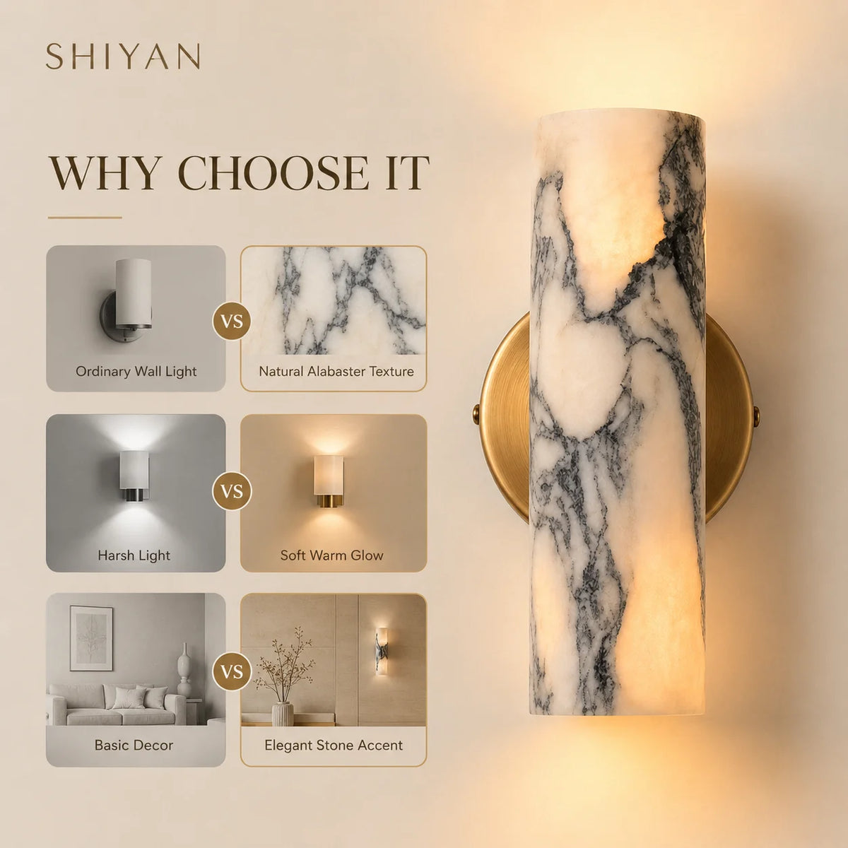 SHIYAN Cloudstone Lamps Bedside Living Room Italian Style Natural Stone Marble Light Luxury Home Decoration Modern Wall Lights