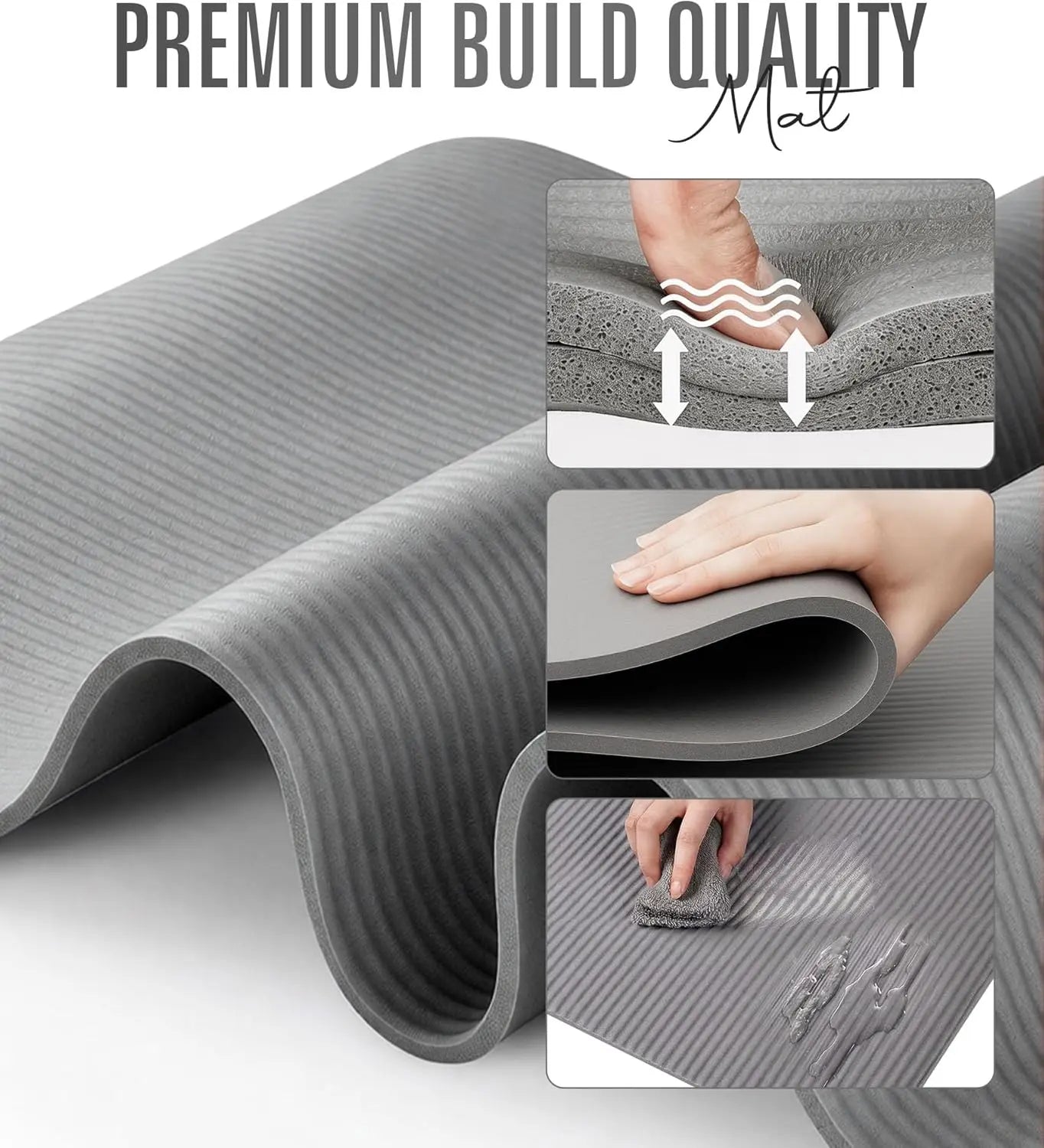Yoga Mat Thick 2/5 Inch (10mm) Non-Slip Workout Mat, Large Exercise Mats for Home with Carry Bag and Strap