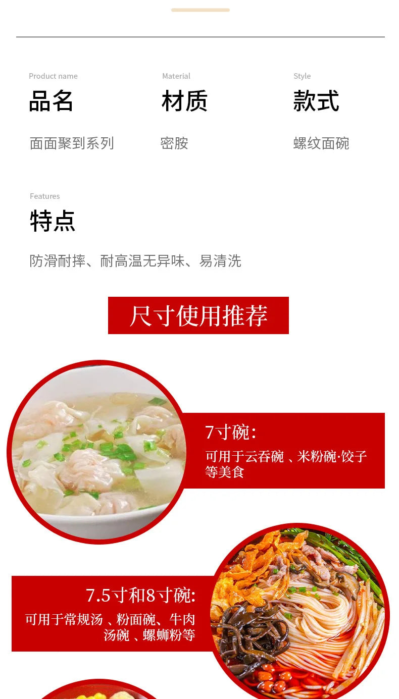 Melamine Imitation Porcelain Noodle Bowl, Beef Soup Bowl