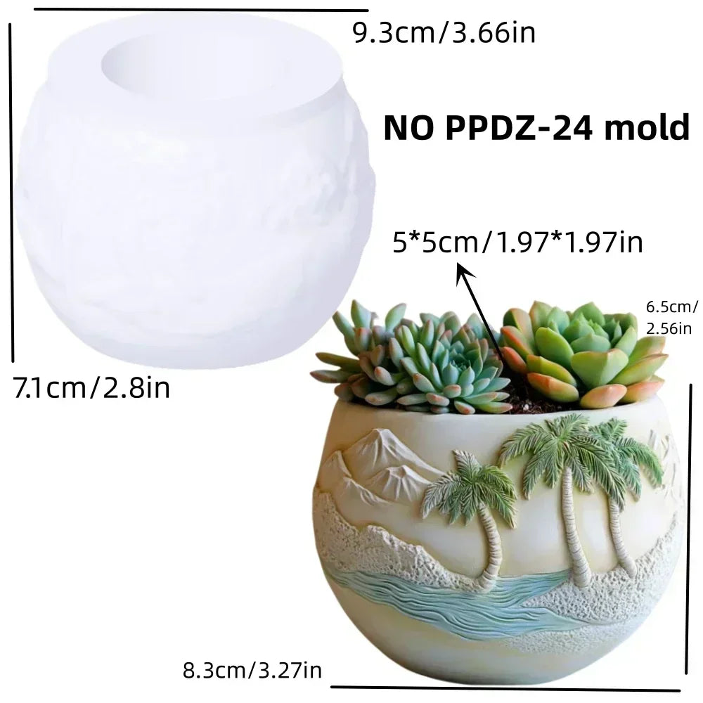 Witch Magic House Relief Pumpkin Succulent Plant Flower Pot Resin Mold  House Relief Storage Box Castle Candle Cup Gypsum Molds