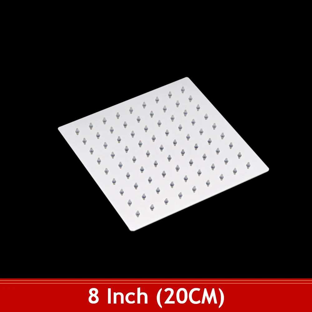 Rainfall Shower Head 12/10/8 Inch Waterfall Shower Ultra Thin 201 Stainless Steel Square Rain Showerheads Bathroom Accessories