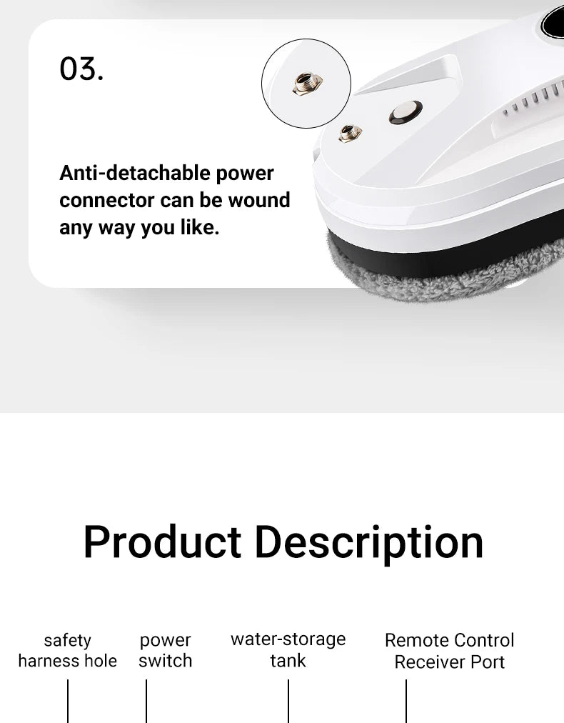DIVEDEER Intelligent water spray window cleaner with automatic water spray function anti-fall magnetic glass home smart cleaner