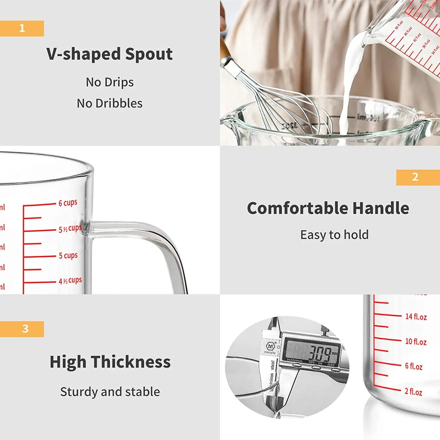Borosilicate Glass Measuring Cup With Scale For Kitchen
